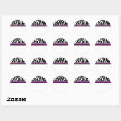Paarse Zebra Witte Adresetiketten Ronde Sticker (Vel)