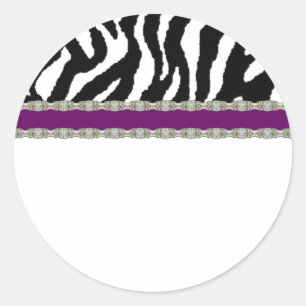Paarse Zebra Witte Adresetiketten Ronde Sticker