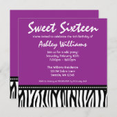 Paarse Zebra zoet 16 Kaart (Voorkant / Achterkant)