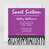 Paarse Zebra zoet 16 Kaart (Voorkant)