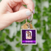 Paarse zebraprint sleutelhanger (Hand)