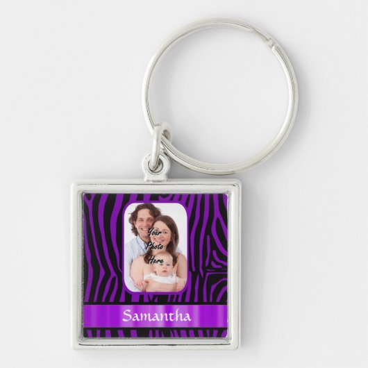 Paarse zebraprint sleutelhanger (Voorkant)