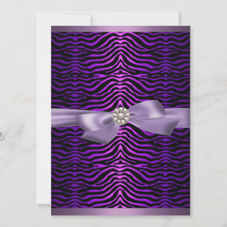 Paarse zebraprint & strikje Sweet16 verjaardagsuit Kaart