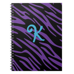 Paarse Zebrastreep Monogram Notitieboek