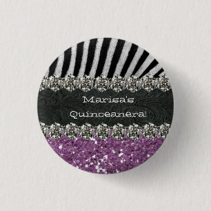 Paarse Zebrastripes Ronde Button 3,2 Cm