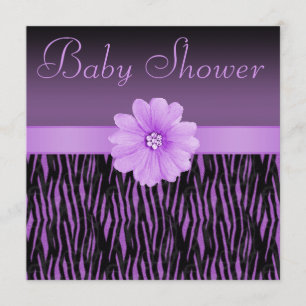 Paarse Zebrastrips en bloeiend Baby shower Kaart