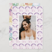 Paarse Zee Shell Waterverf Foto & QR Save The Date (Voorkant / Achterkant)