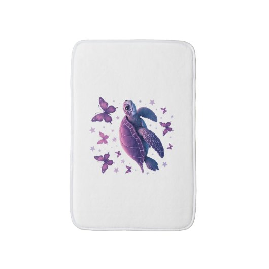 Paarse - Zee Turtle Butterfly T-shirt Badmat (Voorkant Verticaal)