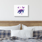 Paarse - Zee Turtle Butterfly T-shirt Canvas Afdruk (Insitu (Slaapkamer))