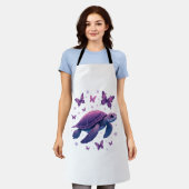 Paarse - Zee Turtle Butterfly T-shirt Schort (Gedragen)