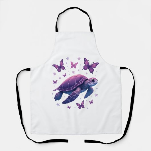 Paarse - Zee Turtle Butterfly T-shirt Schort (Voorkant)