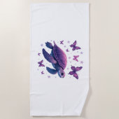 Paarse - Zee Turtle Butterfly T-shirt Strandlaken (Voorkant)