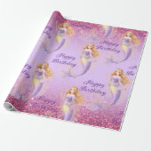 Paarse zeemeermin cadeaupapier (Uitgerold)