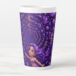 Paarse Zeemeermin Edelsteen Spiraal Fantasie Kunst Latte Mok