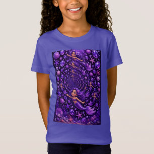 Paarse Zeemeermin Edelsteen Spiraal Fantasie Kunst T-shirt