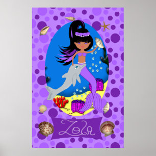 Paarse zeemeermin en Dolphin Print