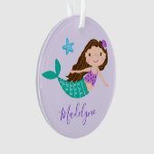Paarse Zeemeermin Gepersonaliseerd Schrift Naam Ornament (voorkant)