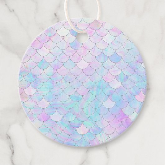 Paarse zeemeermin iriserend holografisch bedankjes labels (Voorkant)