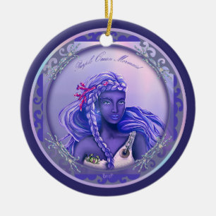 Paarse zeemeermin keramisch ornament