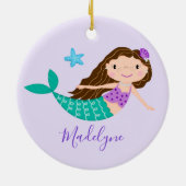 Paarse Zeemeermin Kerst Script Naam Keramisch Ornament (Achterkant)