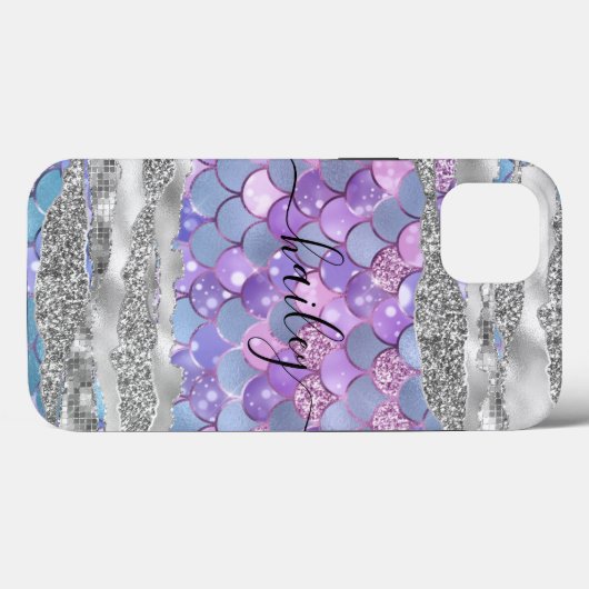 paarse zeemeermin met zilverglitter Case-Mate iPhone case (Achterkant (horizontaal))