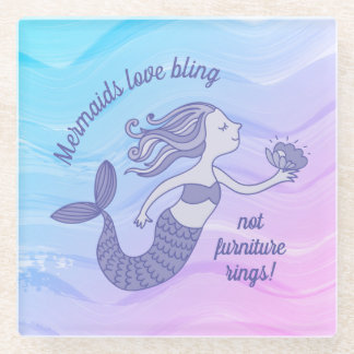 Paarse zeemeermin meubelringen zijn niet Bling Glazen Onderzetter