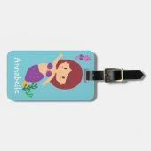  Paarse zeemeermin personaliseren Bagagelabel (Voorkant horizontaal)