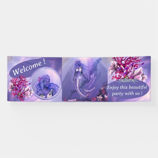 Paarse zeemeermin spandoek (Horizontaal)