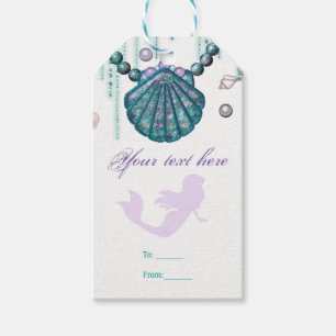 Paarse Zeemeermin Strand Bling Verjaardagsfeest Fa Cadeaulabel