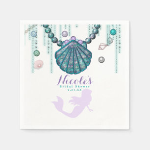 Paarse Zeemeermin Strand Bling Verjaardagsfeest Ma Servet