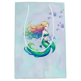 Paarse Zeemeermin Verjaardagsthema onder het Zee P Medium Cadeauzakje