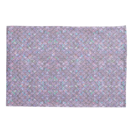 Paarse zeemeermin vis schalen holografisch elegant kussensloop (Achterkant)