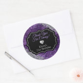 Paarse Zeemeerminnen Silver Glitter Dank u Ronde Sticker (Envelop)