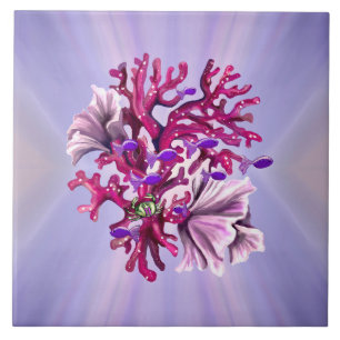 Paarse zeemeerminnende keramische tegel tegeltje