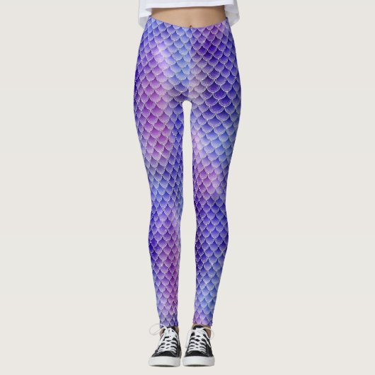 Paarse zeemeerminschaal Leggings (Voorkant)