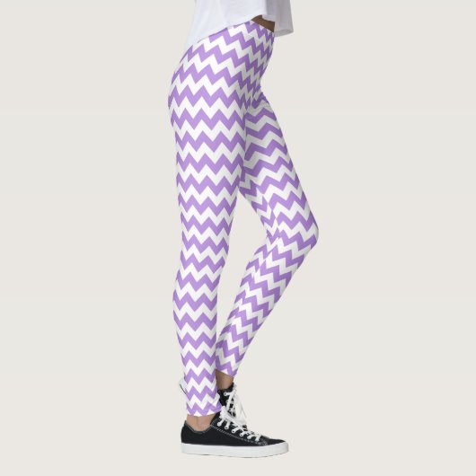 Paarse zigzag, Paarse chevron, geometrisch patroon Leggings (Rechts)