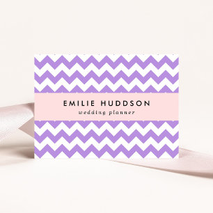 Paarse zigzag, Paarse chevron, geometrisch patroon Visitekaartje