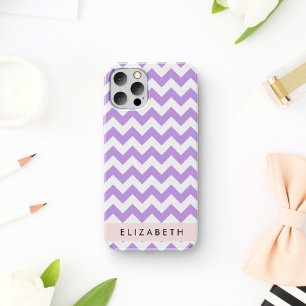 Paarse zigzag, Paarse Chevron, Jouw naam iPhone 12 Pro Hoesje