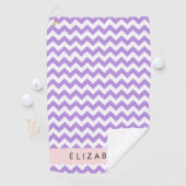 Paarse zigzag, Paarse Chevron, Jouw naam Golfhanddoek (Insitu)