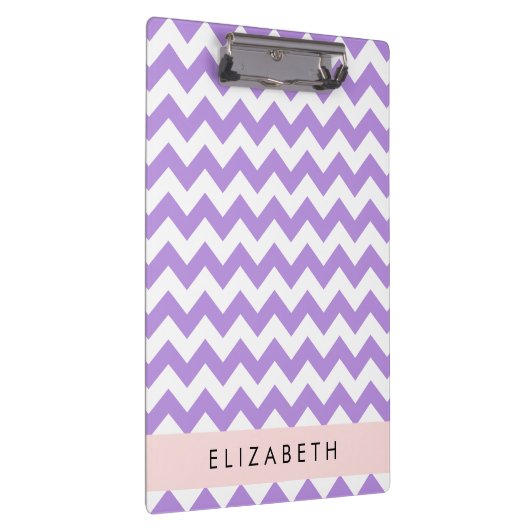 Paarse zigzag, Paarse Chevron, Jouw naam Klembord (Rechts)