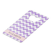 Paarse zigzag, Paarse Chevron, Jouw naam Kredietkaart Flessenopener (Achterkant Gekanteld)