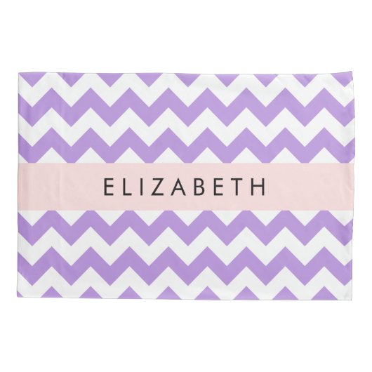 Paarse zigzag, Paarse Chevron, Jouw naam Kussensloop (Achterkant)