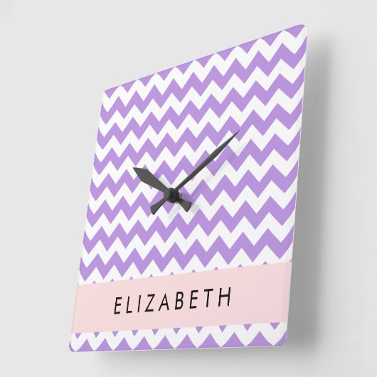 Paarse zigzag, Paarse Chevron, Jouw naam Vierkante Klok (Hoek)