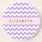 Paarse zigzag, Paarse Chevron, Jouw naam Zandsteen Onderzetter (Voorkant)