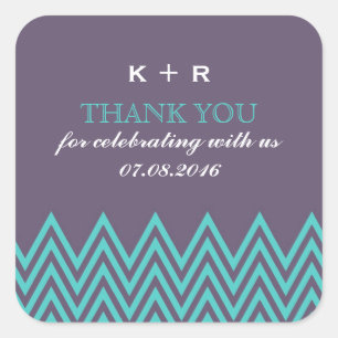 Paarse Zigzag Pattern Wedding Favor Stickers