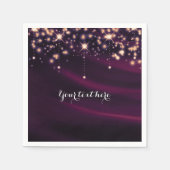 Paarse Zijde & Gouden Sparkles Elegant Glam Party Servetten (Voorkant)