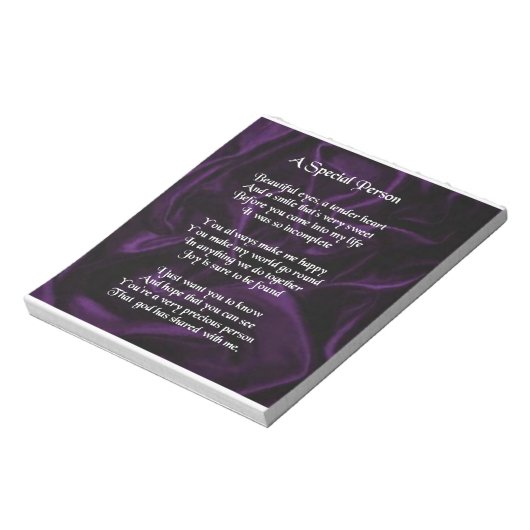 Paarse zijde - Speciaal gedicht Notitieblok (Gedraaid)