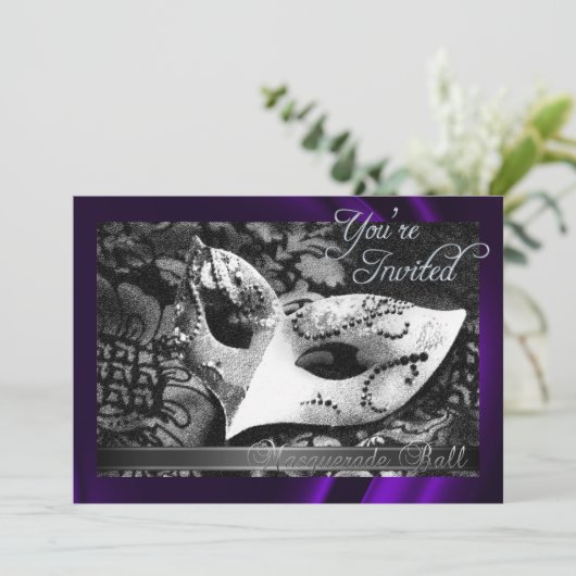 Paarse-zijderoute-Masquerade-oproep Kaart (Staand voorkant)