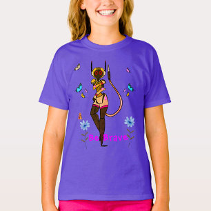 Paarse zijn dappere leuke kunst t-shirt