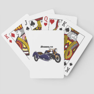 Paarse zijspan motor illustratie pokerkaarten